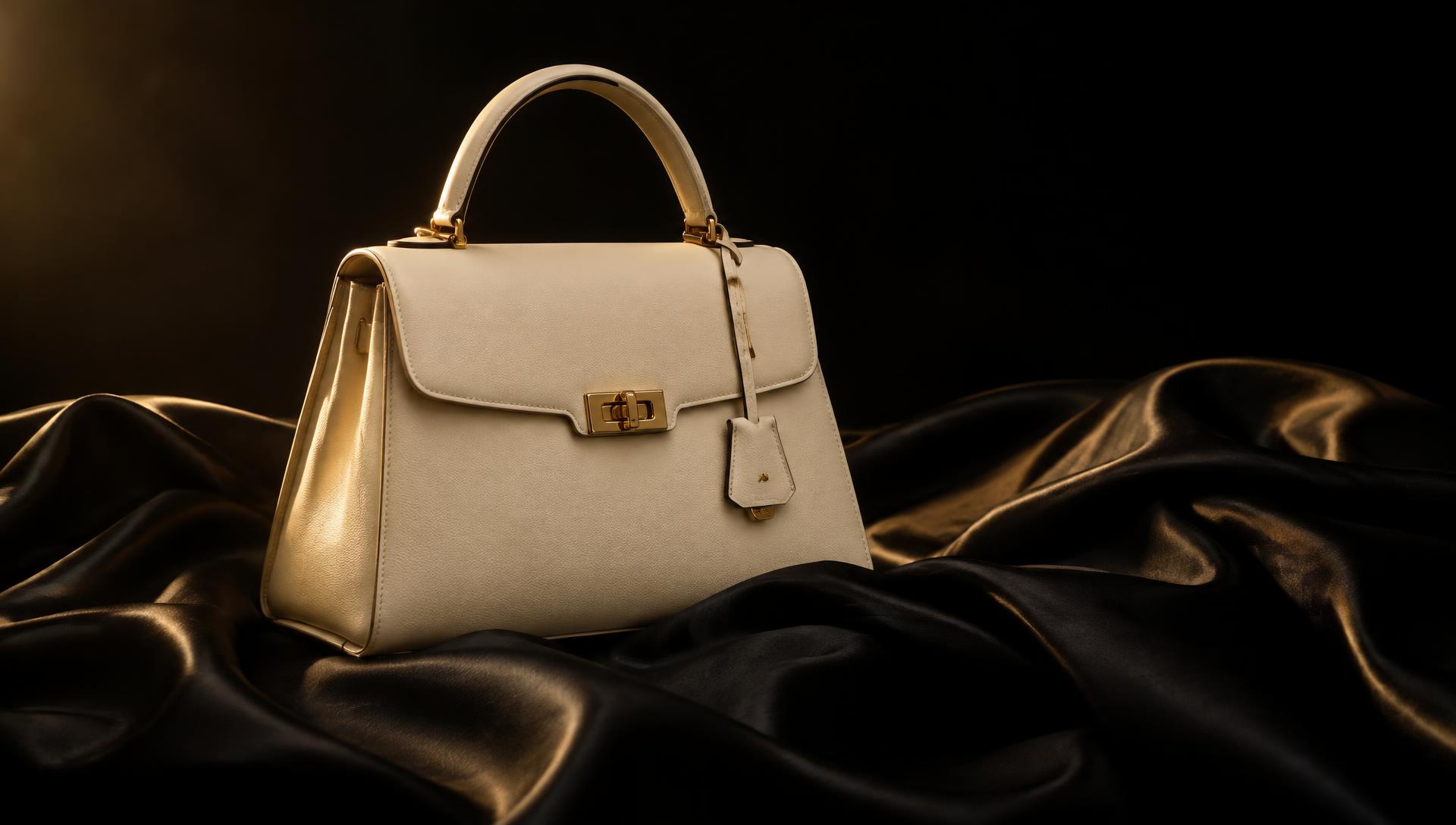 Cream top-handle handbag with gold-tone clasp